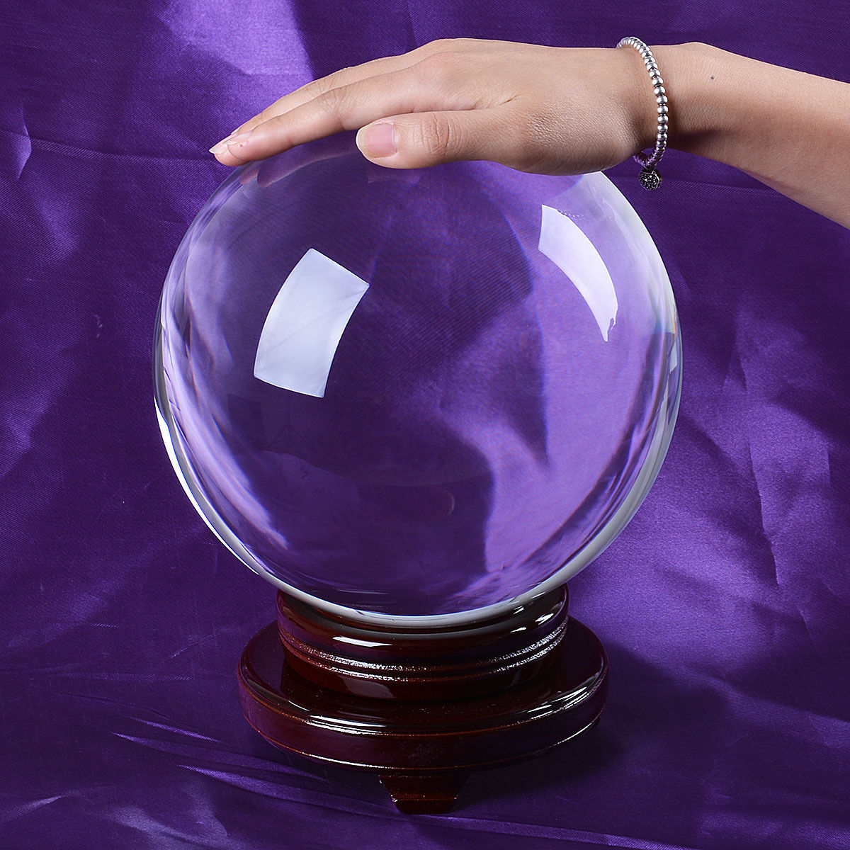 LONGWIN 200mm 7.87″ D Clear Quartz Crystal Ball Sphere Photo Props Free Stand