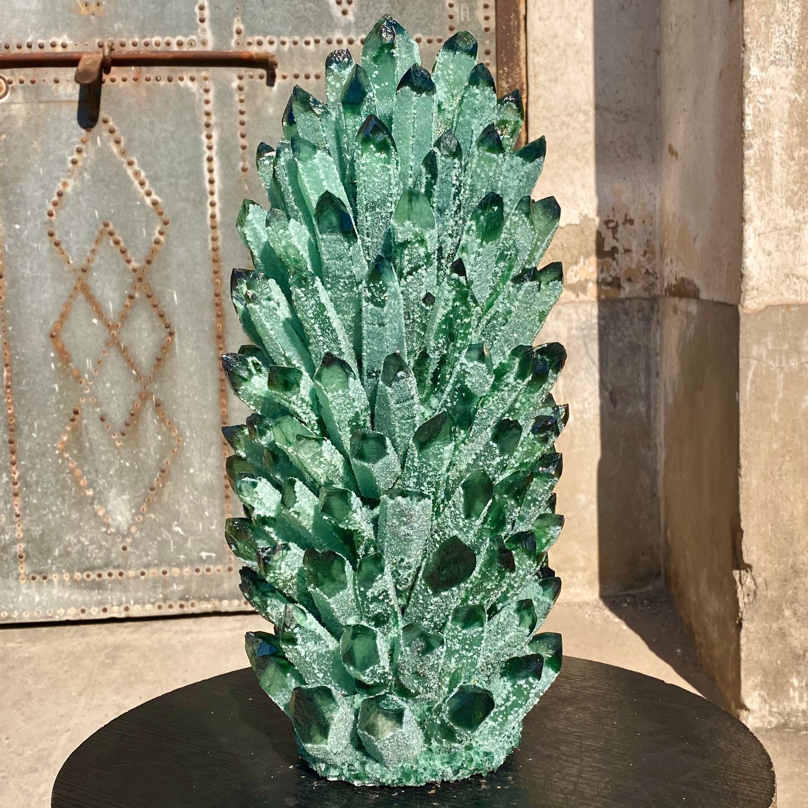 29LB New Find green Phantom Crystal Quartz Cluster Mineral Specimen Healing