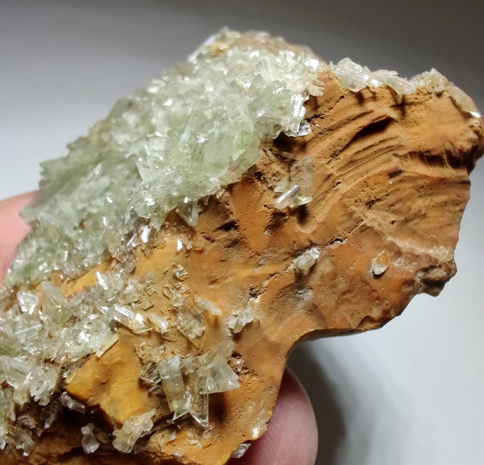 Beautiful pale green Selenite crystals on matrix. Naica Mine? Mexico. 146 grams.