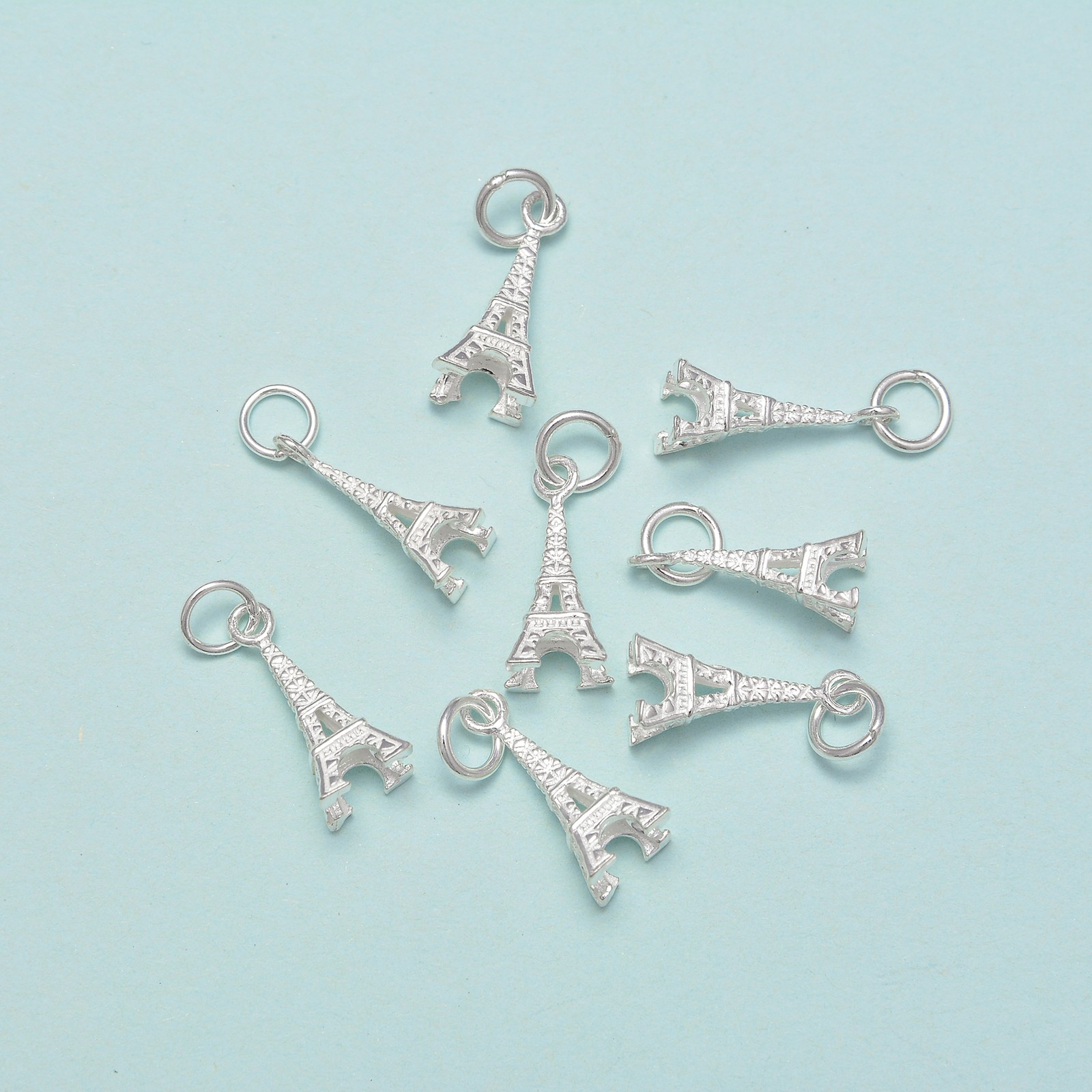 Sterling Silver Eiffel Tower Pendant Size 7x17mm, 4 pcs per Bag (7x17mm)
