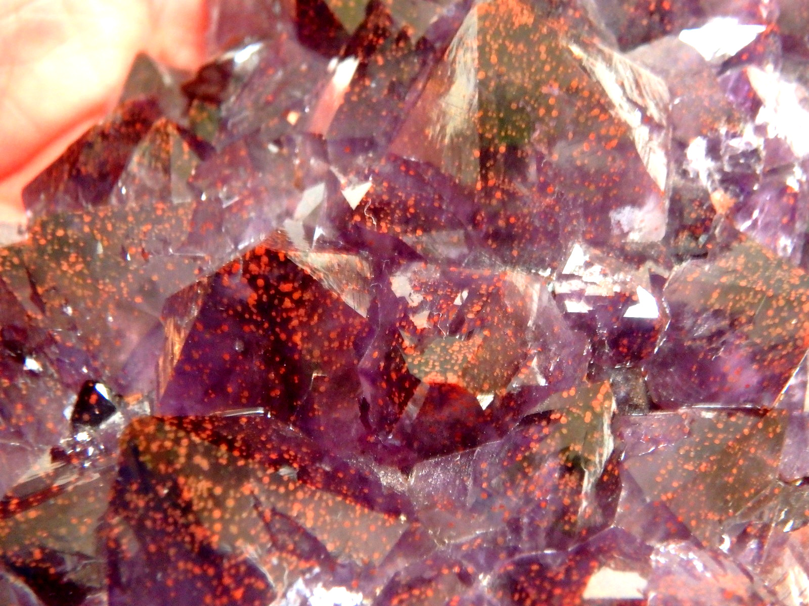 Crystal Amethyst on Calcite with Red Hematite Thunder Bay, Canada 1lb 1 oz.