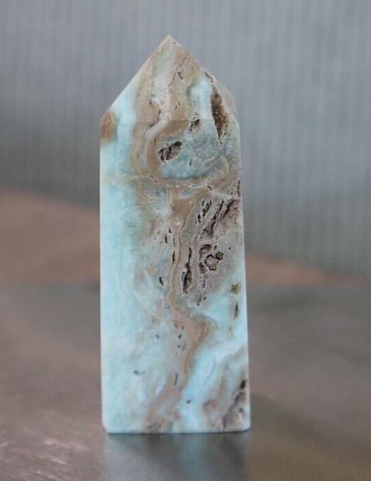 BLUE ARAGONITE POINT (4 SIDED) 2.48 INCHES TALL/ 50.4 GRAMS