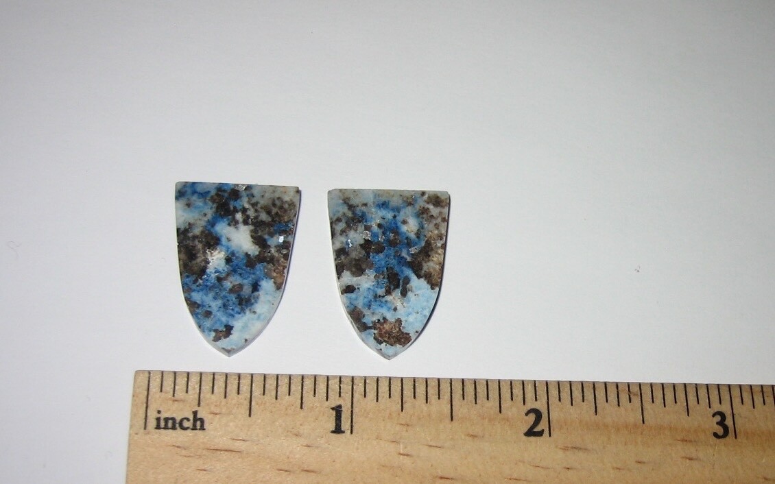 2pc POLISHED 23mm x 16mm SCORZALITE CRYSTAL STONE CABOCHON PAIR USA 5.6grams *3
