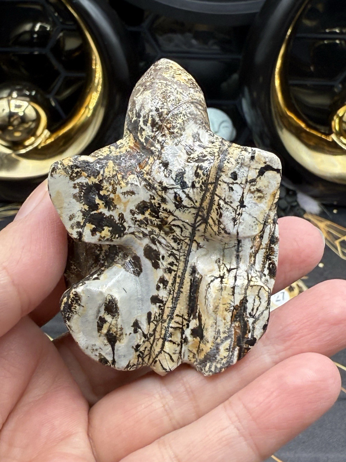 Natural Picture Jasper Land Turtle Tortoise Super Cute Carvings Free ship