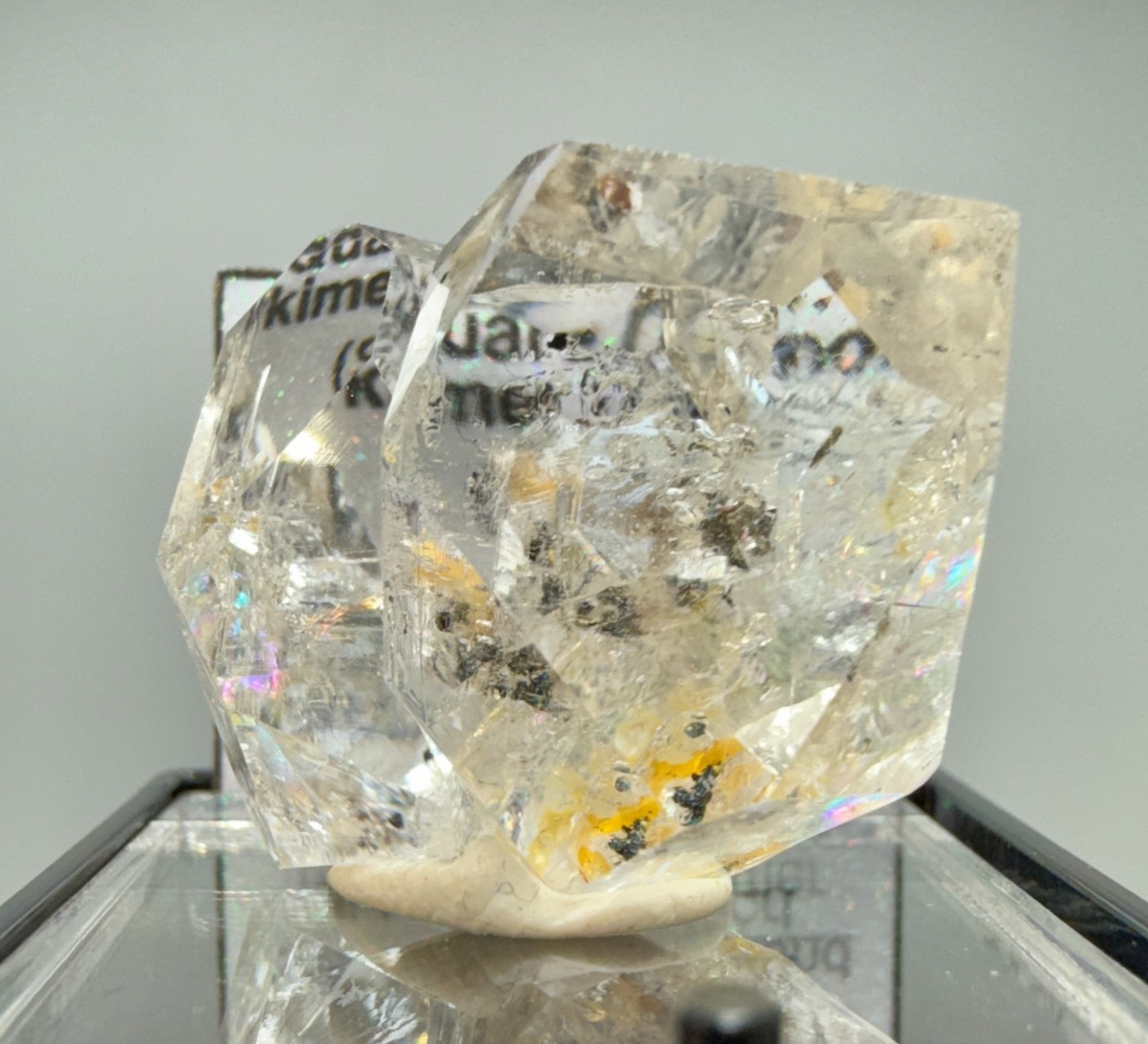 17.04 g Golden Herkimer Diamond Gem Cluster w/ Rainbows, Super Clear!