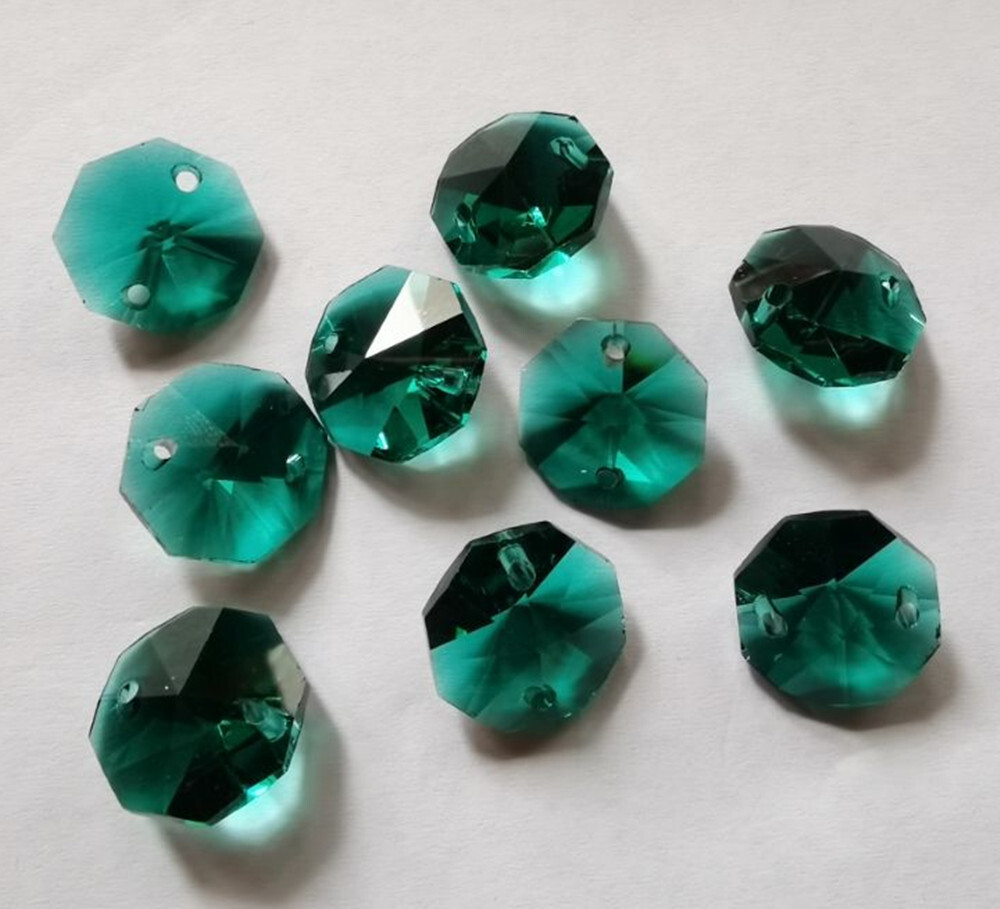 50PCS 2 Holes Various Color Crystal Glass Octagon Chandelier Parts for Home Deco
