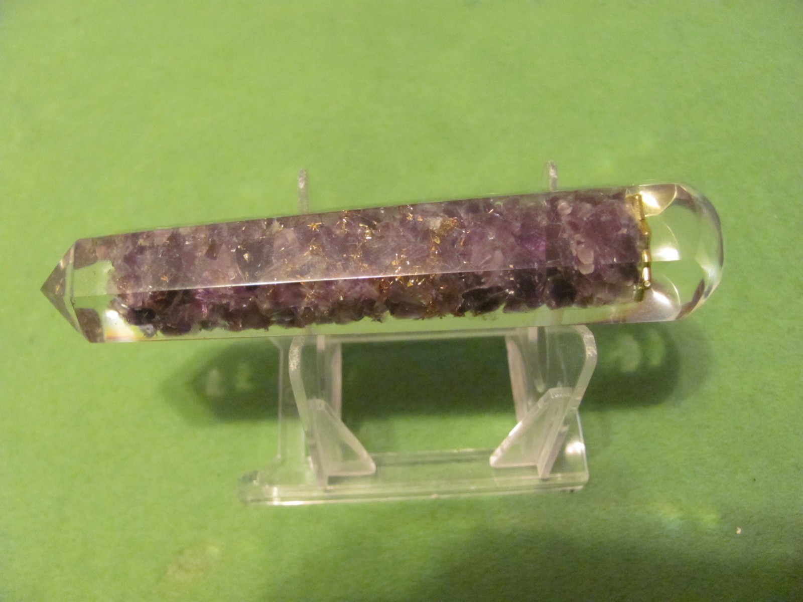 ORGONE AMETHYST GEMSTONE FACETED WAND ORGONITE 4.5″