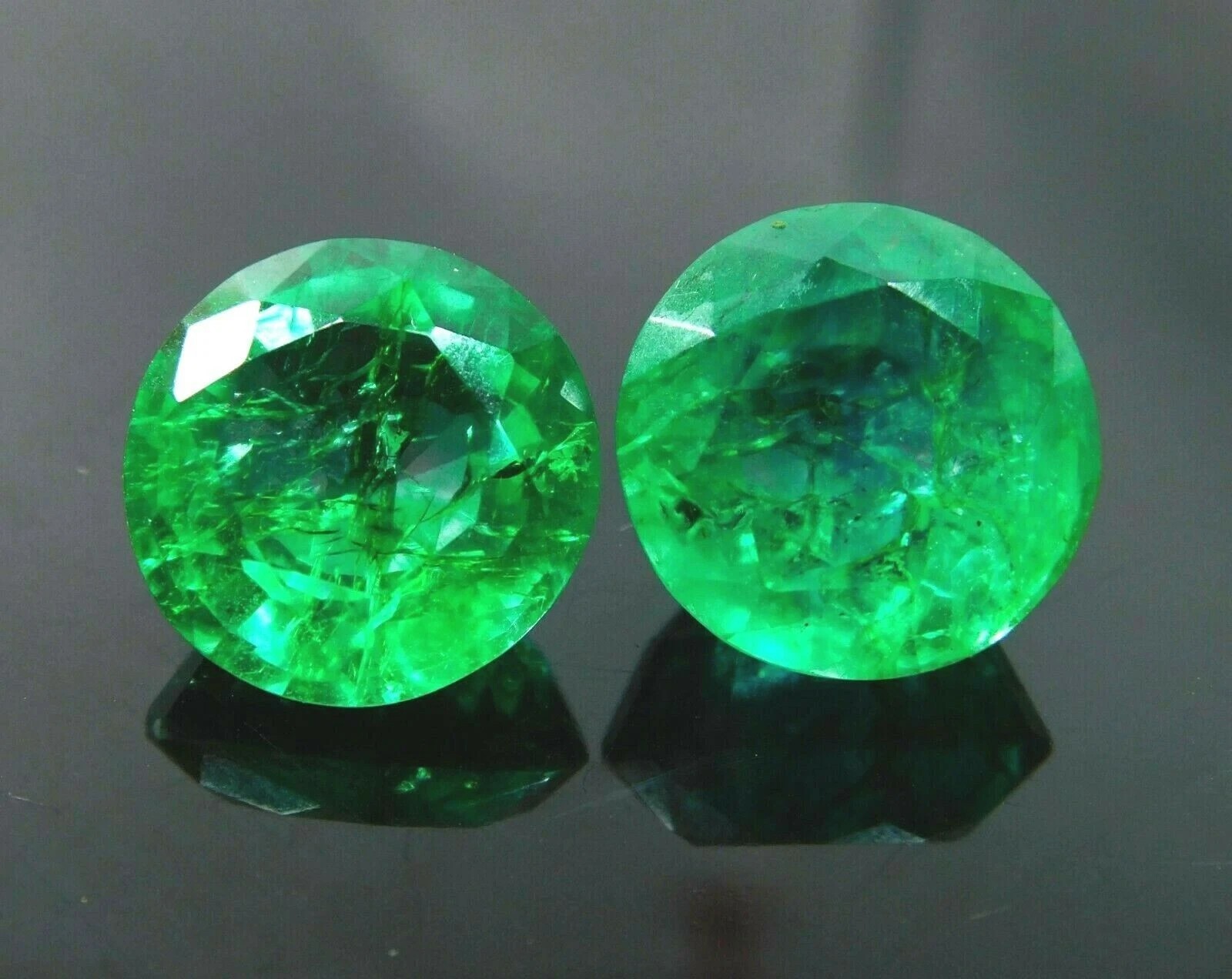 Natural Green Pair Emerald Colombian Round 16.35 Ct CERTIFIED Loose Gemstone