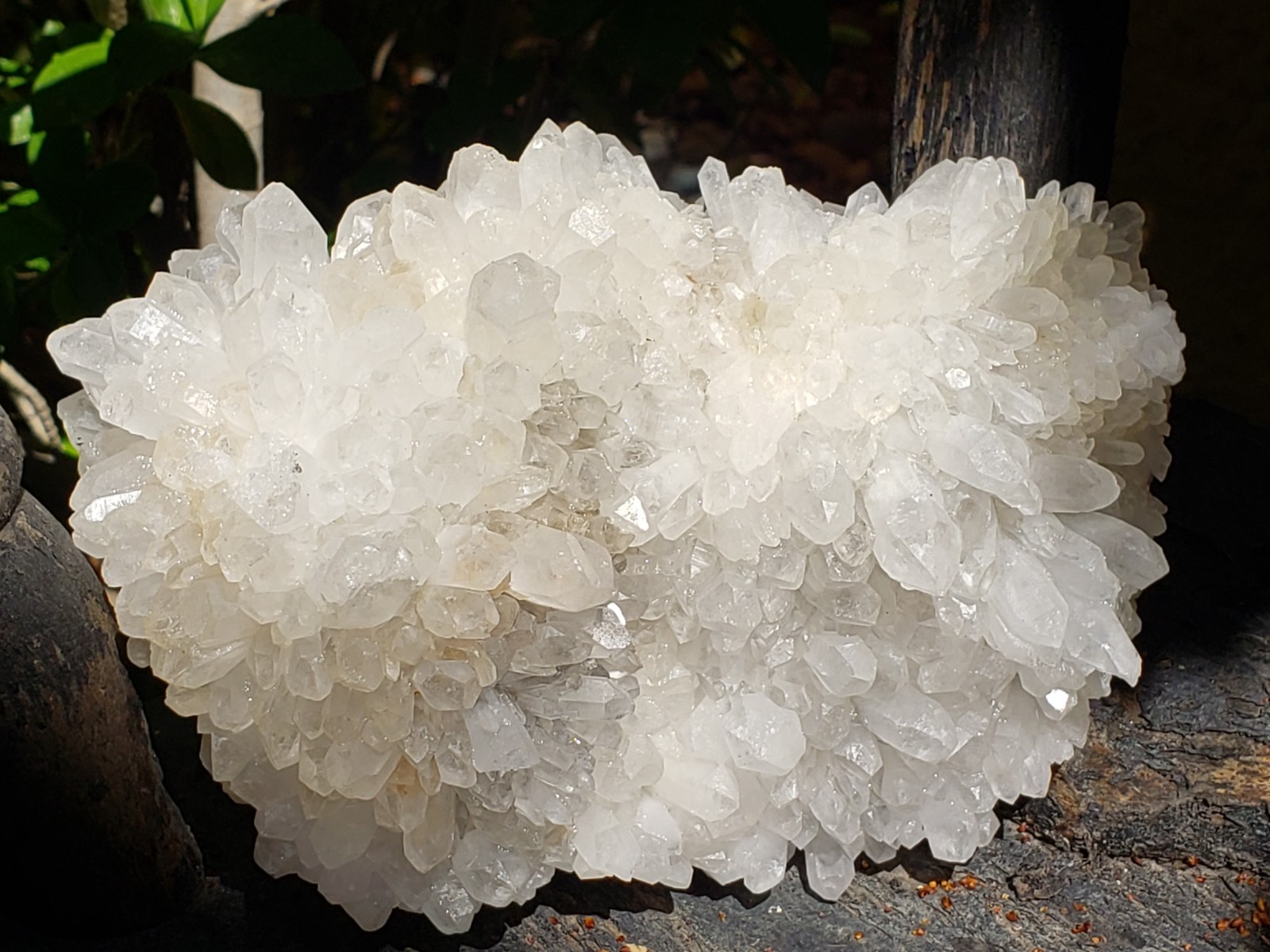 Natural White Clear Quartz Crystal Cluster Rainbow Specimen on Matrix, 1042g