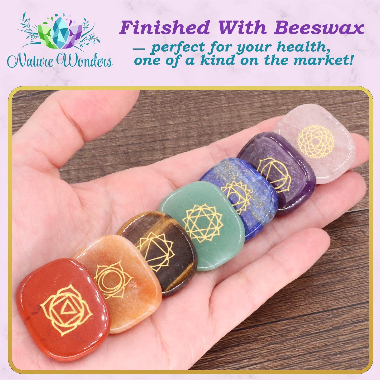 Chakra Stone Set Natural Healing Crystals Polished Palm Meditation Reiki Energy