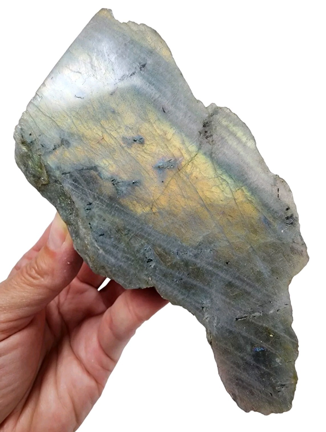 Green Labradorite Polished Face Madagascar 300.3 grams