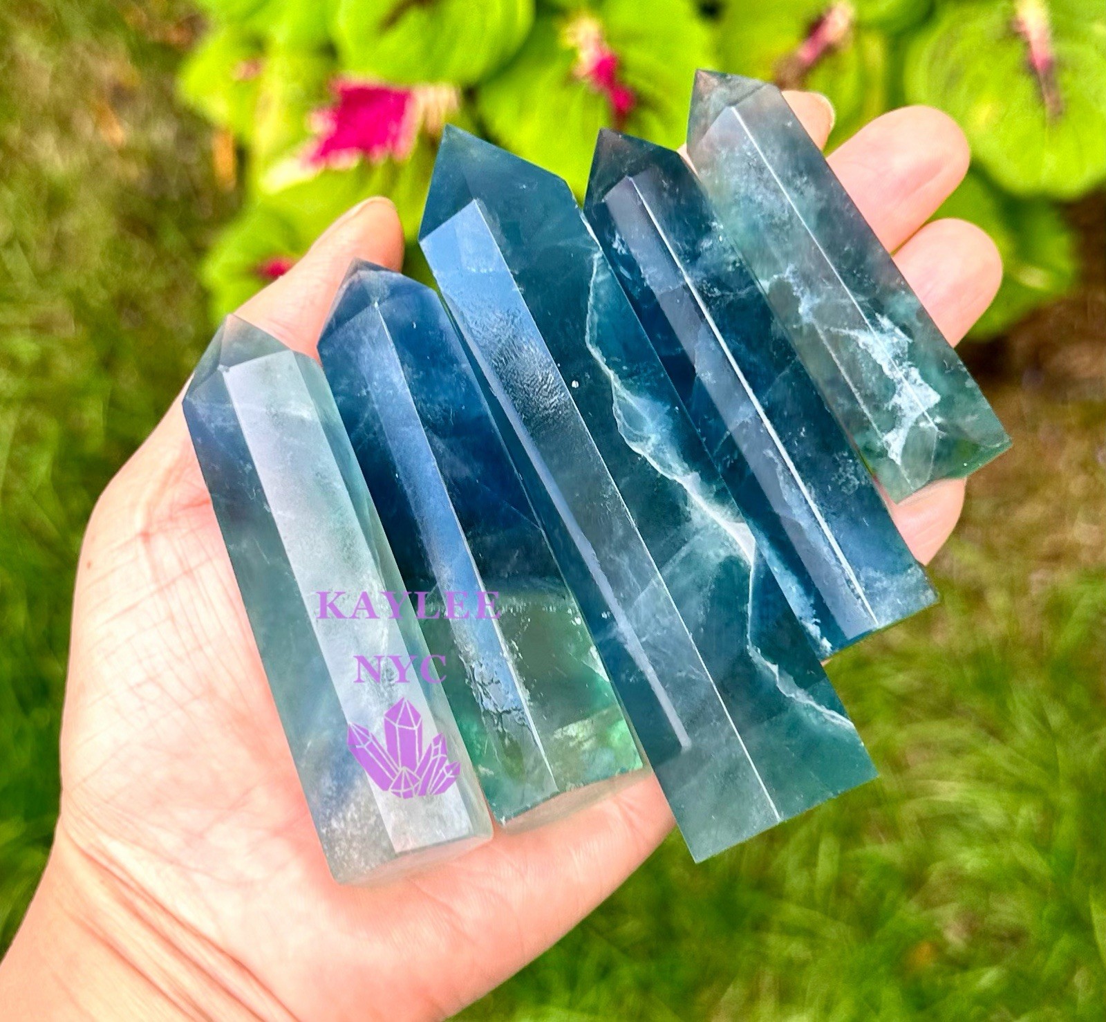 Wholesale Lot 1 Lb Blue Fluorite Tower Obelisk Tower Point Natural Crystal