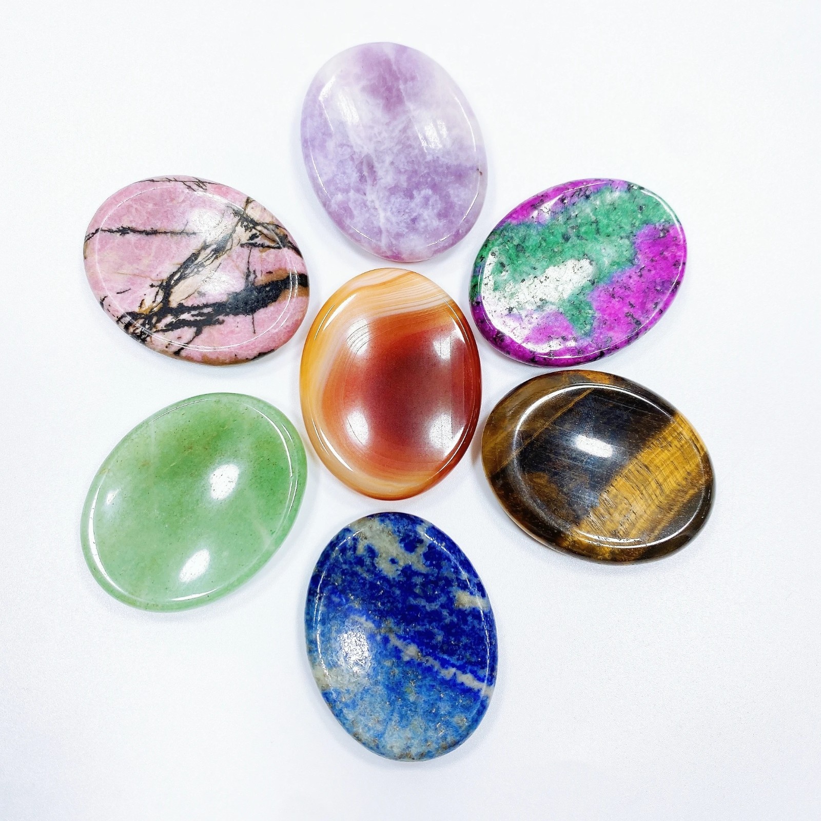 NATURAL CRYSTAL Worry Stone Palm Stone 45mm Polished Thumb Stone 40+ Varieties