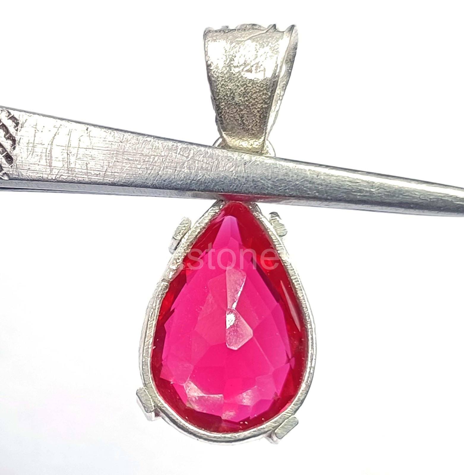 IGL 29.70 Ct Pear Cut Natural Red Ruby Pendant 925 Solid Silver – 5JOY
