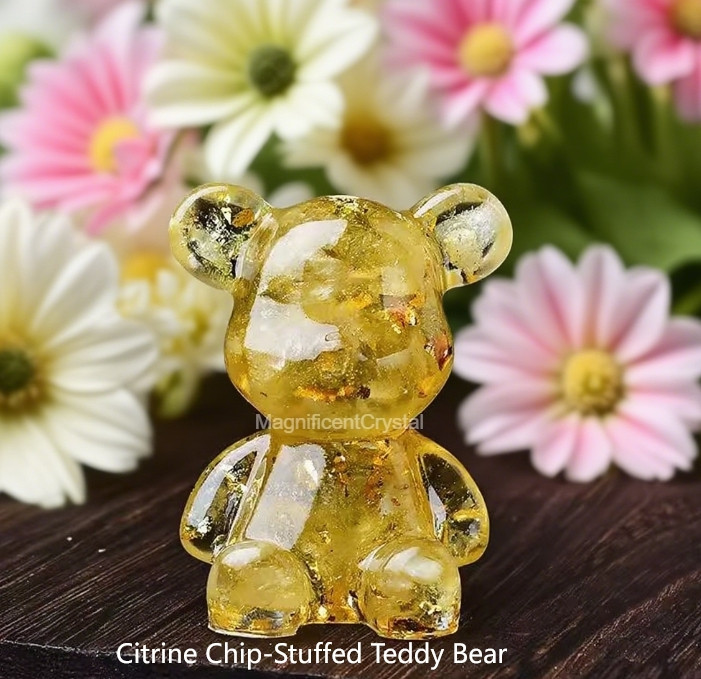 5PCS/Set Natural Crystal Chip-Stuffed Teddy Bear Healing Decor Spiritual Gifts