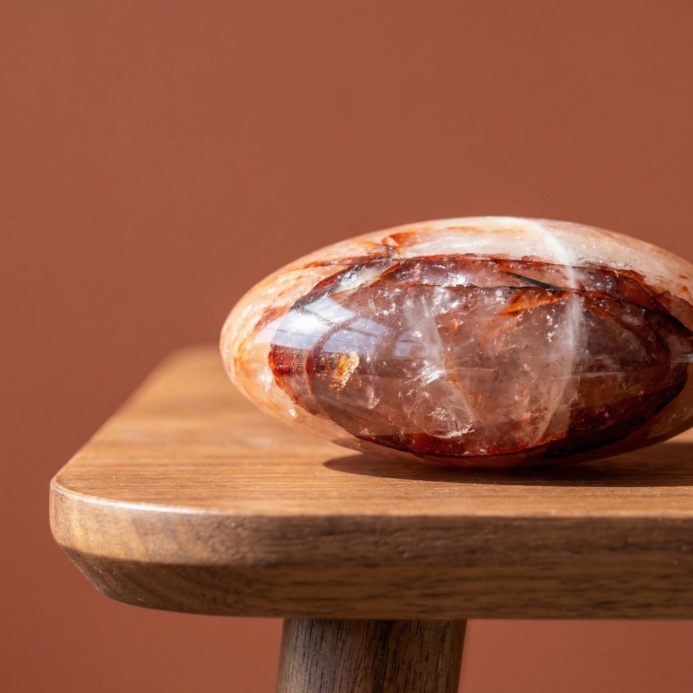 Random Red Fire Quartz Palm Stone Hematoid Crystal Mineral Healing Decor Gift