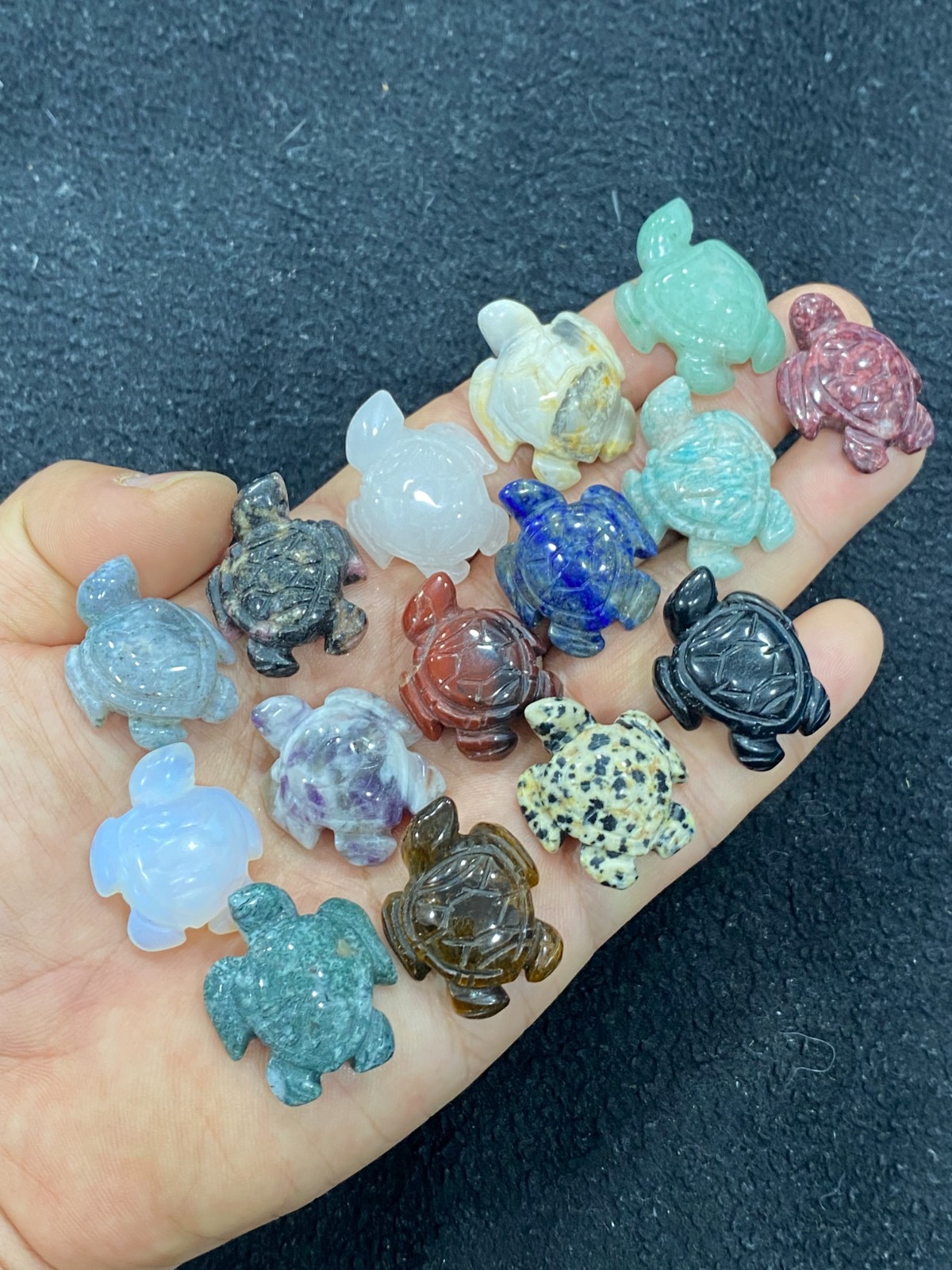 5pc Natural mix Quartz hand Carved Mini Sea turtle crystal Reiki healing
