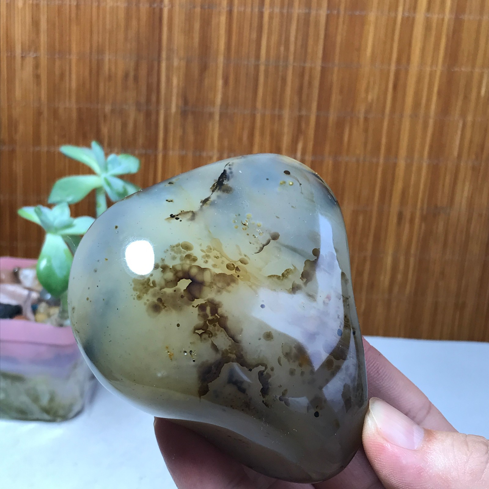 86-75-34mm Natural aquatic plants agate pretty Crystal specimens 300g A1638