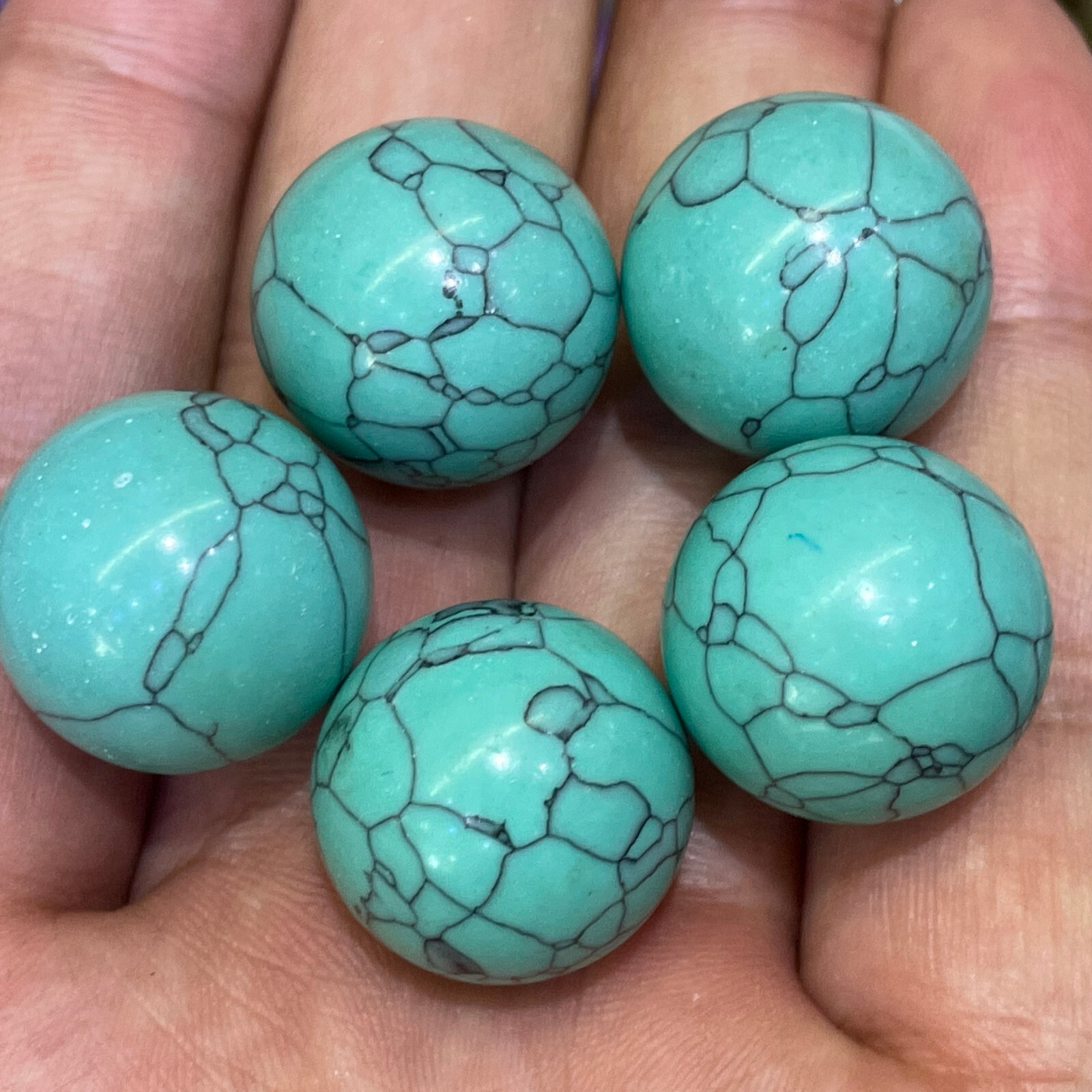 5pc top! Natural turquoise Quartz Sphere Crystal Ball Healing 20mm