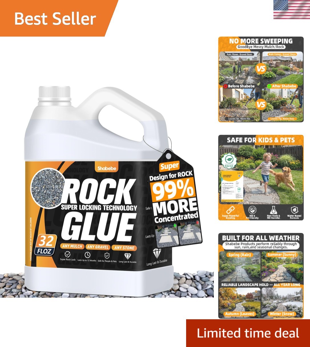 Ultimate 32oz Rock Glue – Stronger Bond, Waterproof, Ideal for Landscape Design