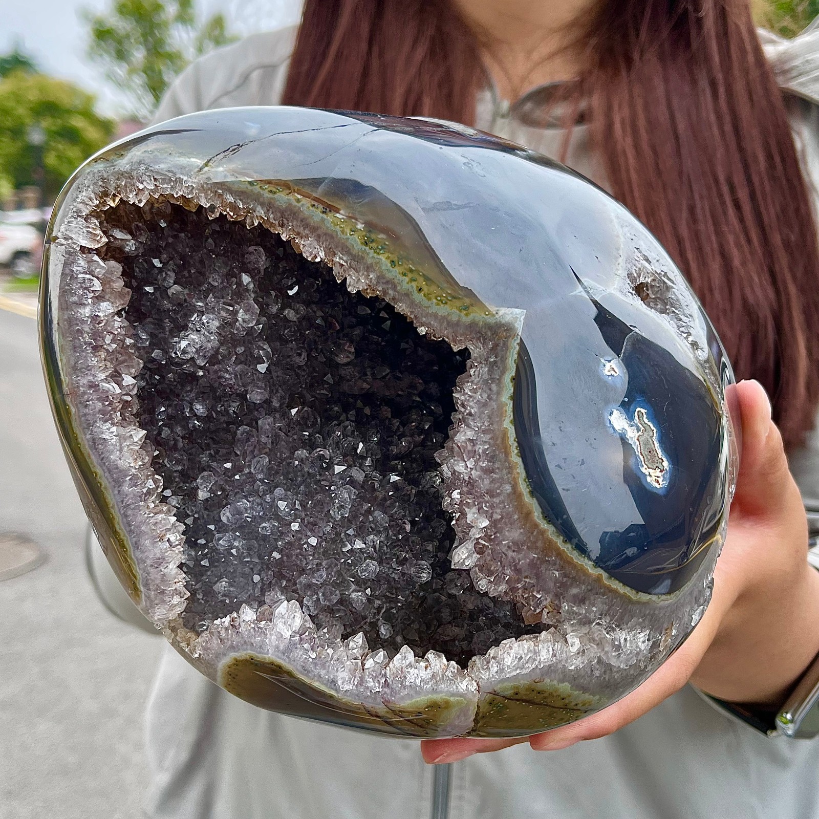 8.99LB High quality amethyst agate coin bags attract wealth crystal specimens