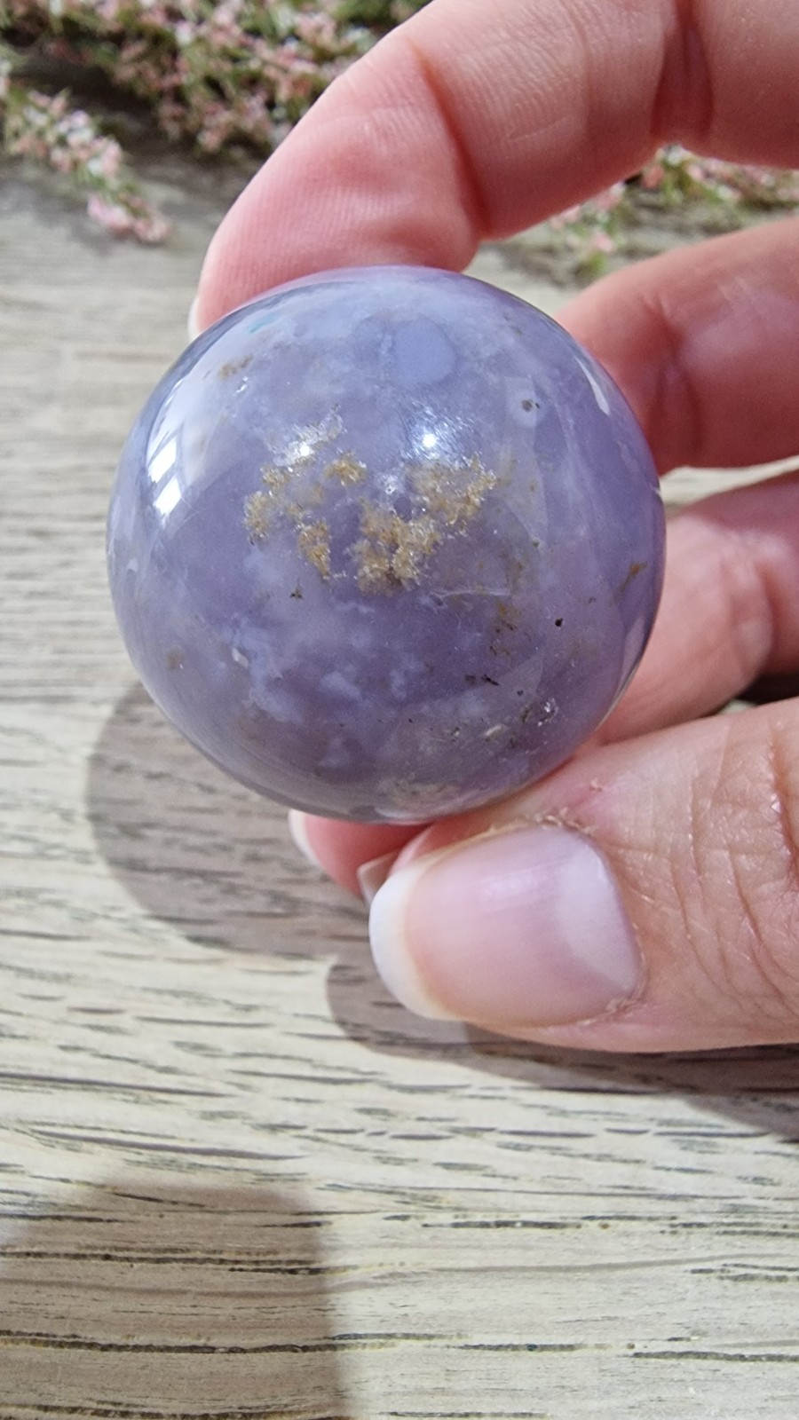 Blue Chalcedony Crystal Sphere 37mm 72g + Stand