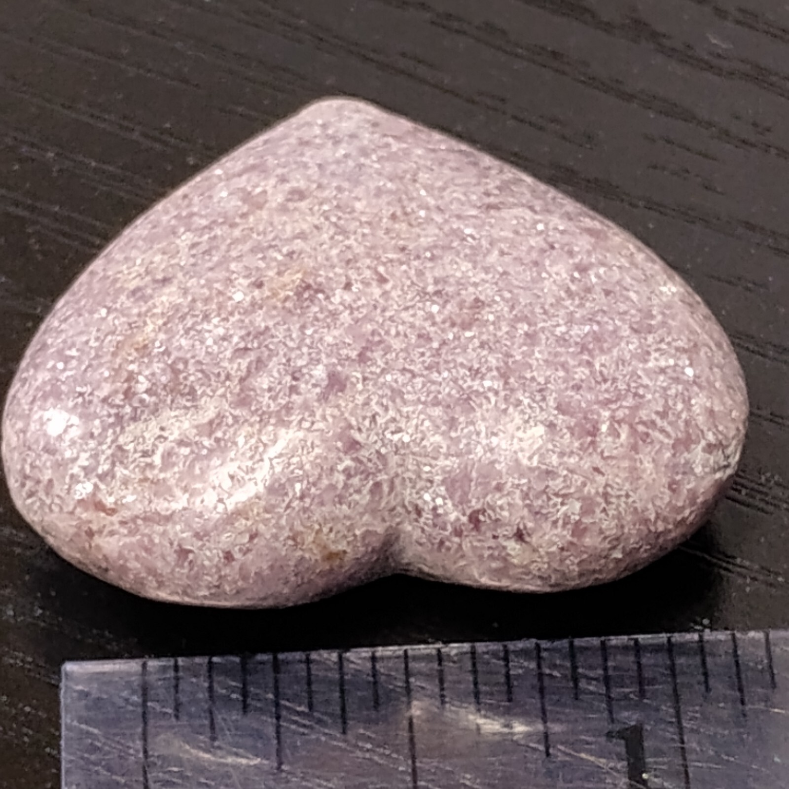 Lepidolite Polished Heart Sparkling Light Purple Palm Stone Natural Healing