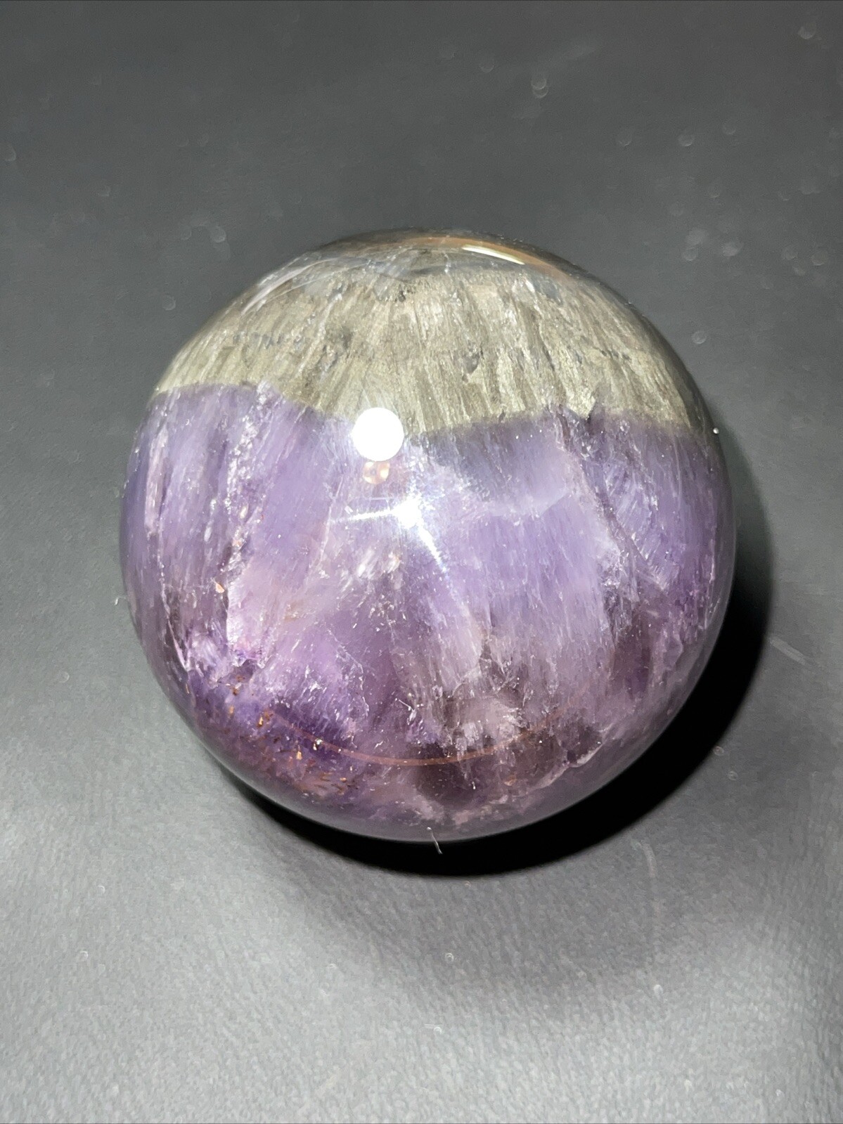 Auralite 23 Crystal Sphere Ball Orb Excellent Flash And a Rainbow 52.2mm 196g