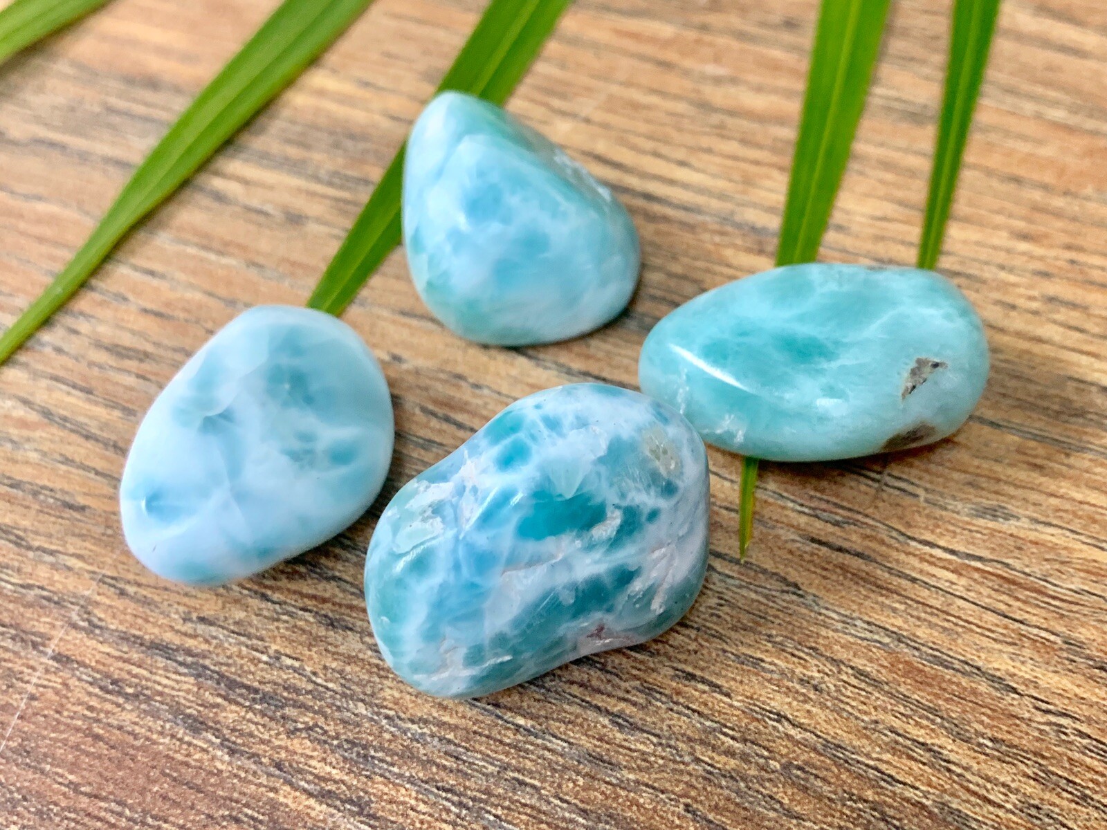 Larimar Tumble Stone Aqua Tumbled Gemstone Mineral Specimen Crystal Chakra