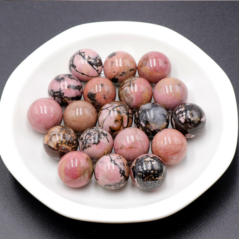 50pcs 16mm Ball Natural Rhodochrosite Stone Sphere Round Home Decor Ornament