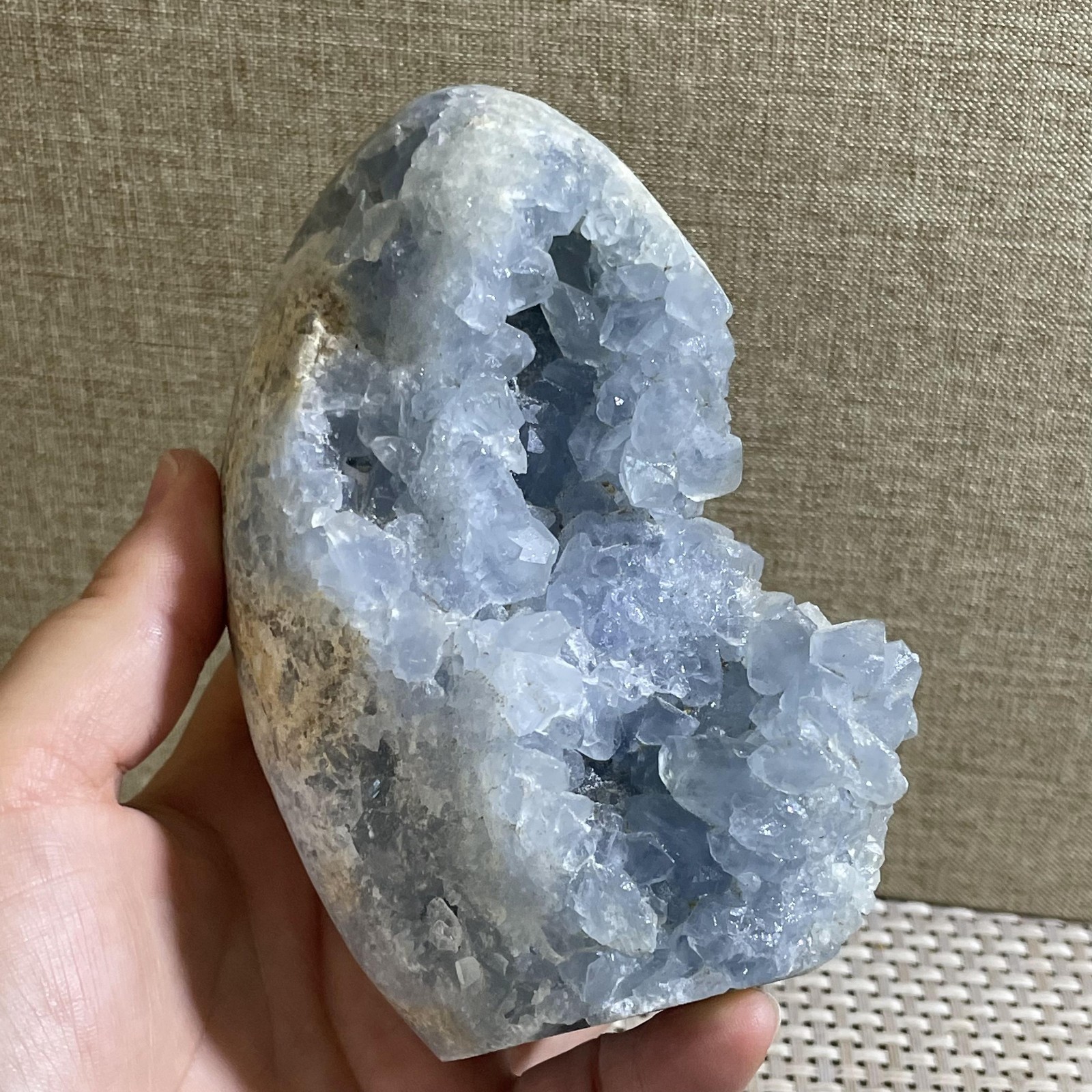 1038g Celestite Crystal Natural Sky Blue Geode Cluster – Rough Stone Crystal