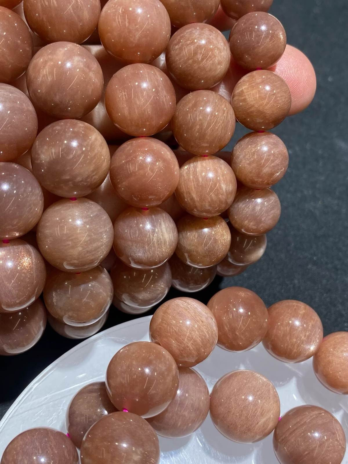 17mm Natural Sunstone bead Bracelet Reiki Crystal Quartz Healing Decorate 1pc