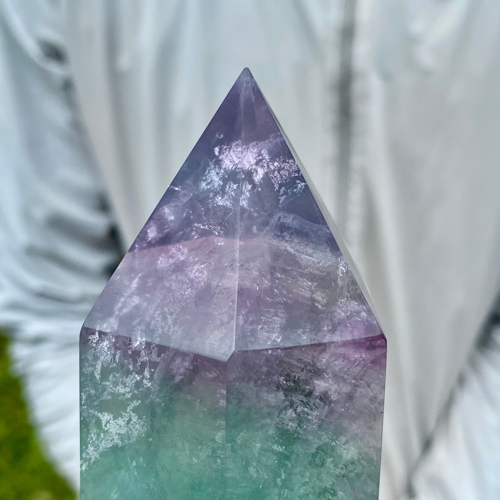 3.08LB Large Natural colored fluorite crystal column obelisk healing specimen