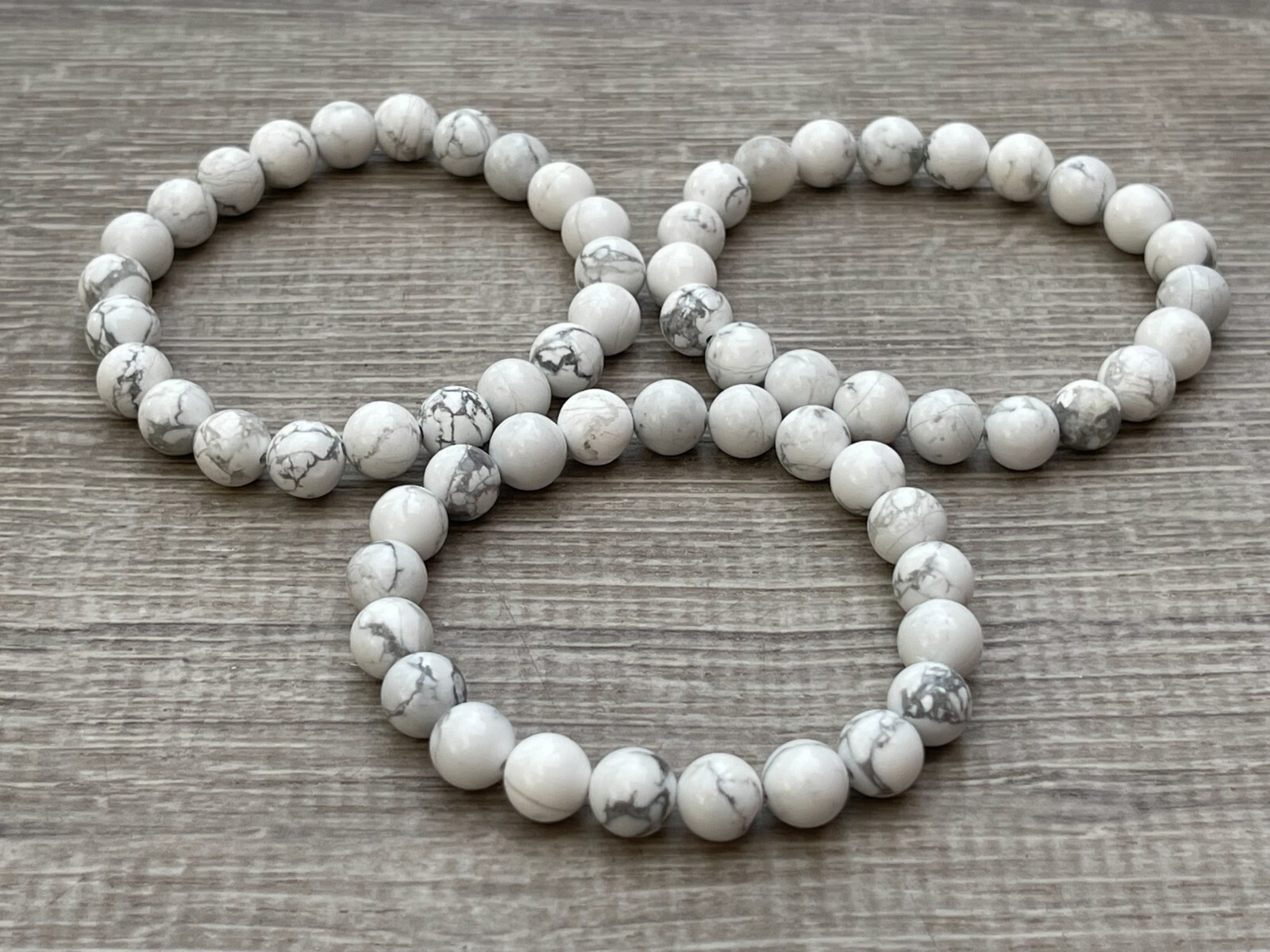Grade A++ White Howlite Crystal Bead Bracelet 8mm, Genuine Gemstone Bracelet