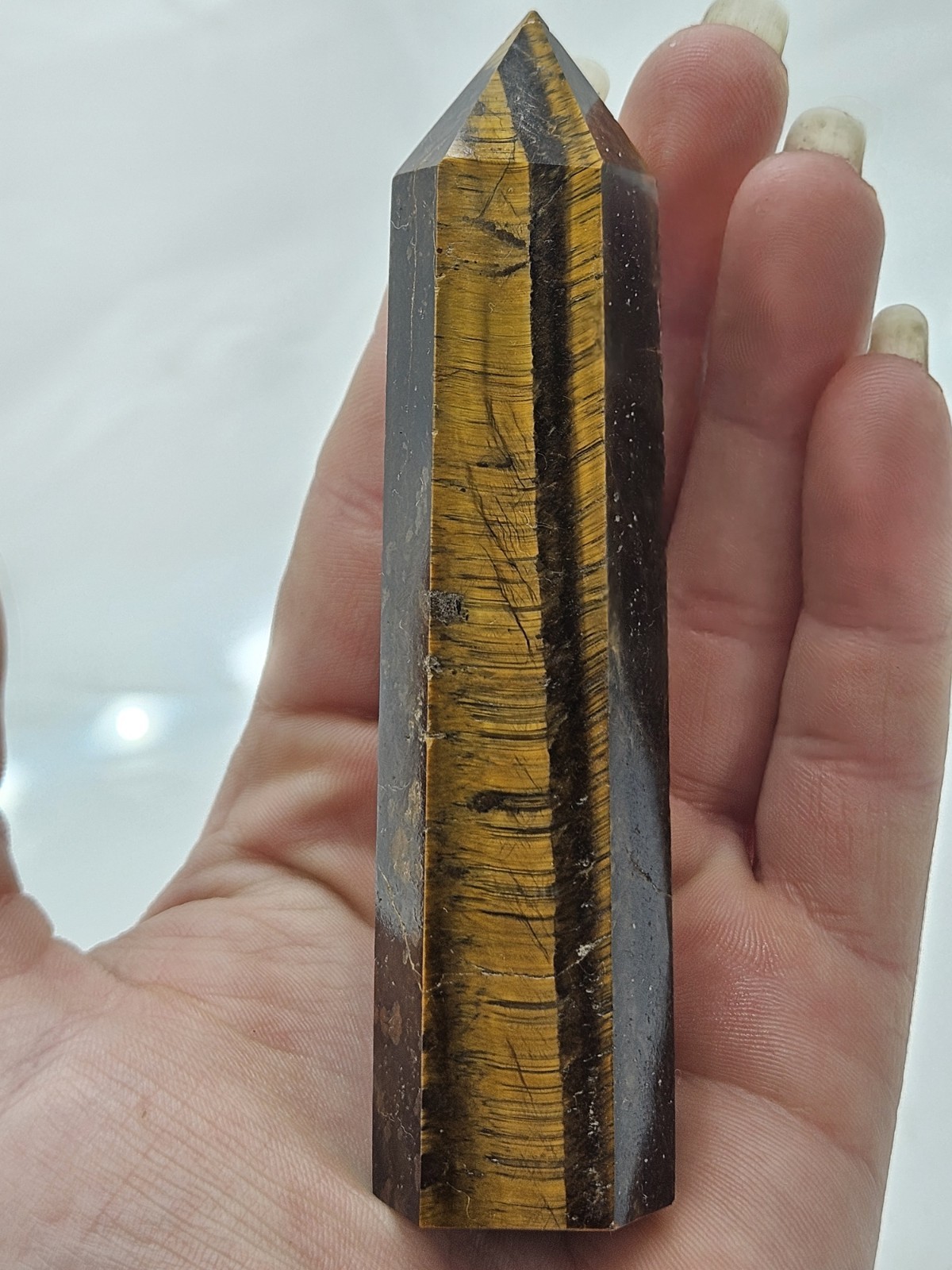 Genuine Tiger’s Eye Tower – Large Banded Golden & Brown Crystal Statement Piece
