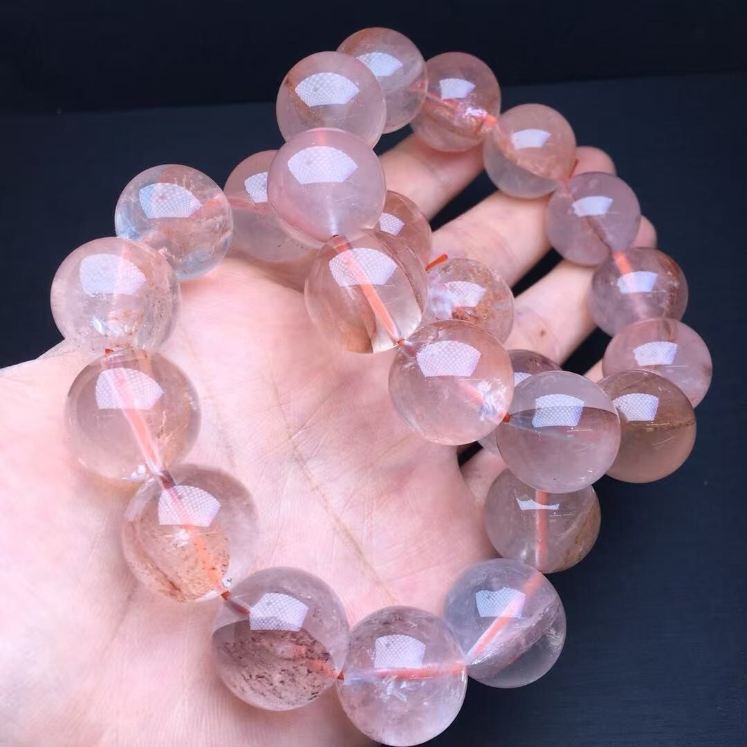17mm Natural Fire Quartz Bead Bracelet Reiki Crystal Quartz Healing Decorate 1pc