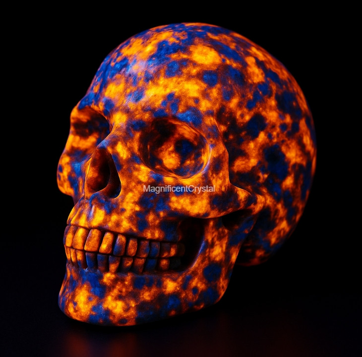 2″Natural Yooperlite Crystal Skull Fluorescent Sodalite Quartz Carving Decor