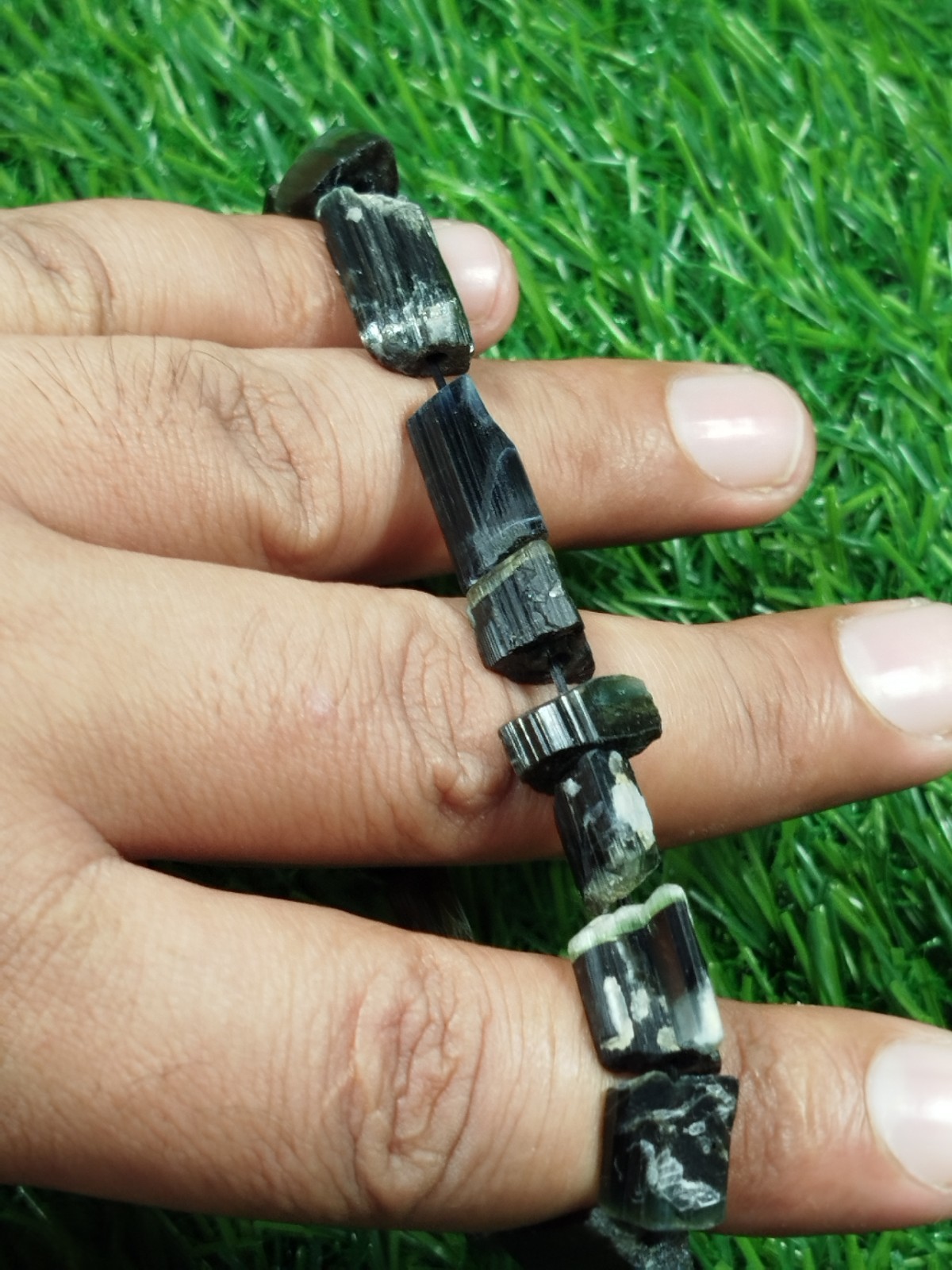27 Grams Green Cap Tourmaline Stackable Bracelet From Skardu Pakistan