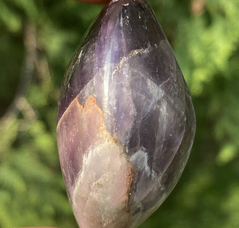 Handmade Polished DARK PURPLE AMETHYST Crystal Palm Stone KALOMO ZAMBIA 2.16″