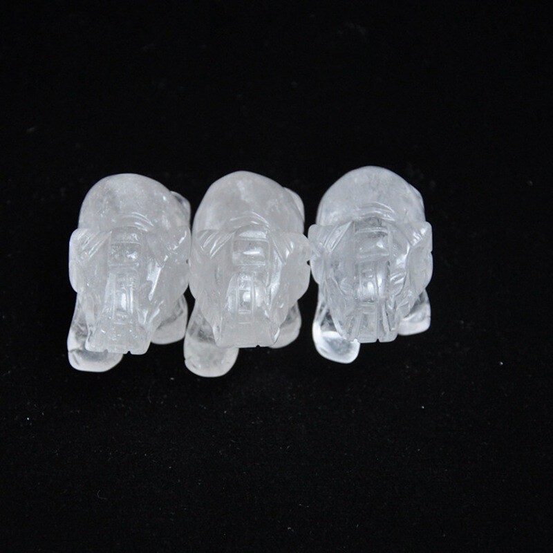 Natural Clear Quartz Crystal Carved Elephant Healing Gemstone Animal Decor Gift
