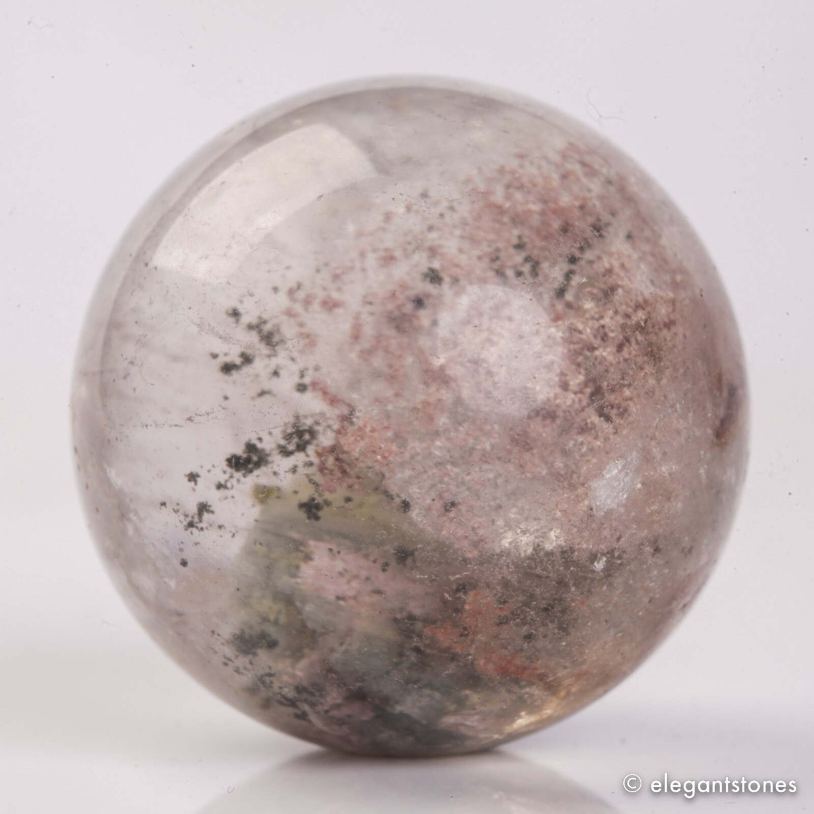 52g33mm Natural Garden/Phantom/Ghost/Lodolite Quartz Crystal Sphere Healing Ball