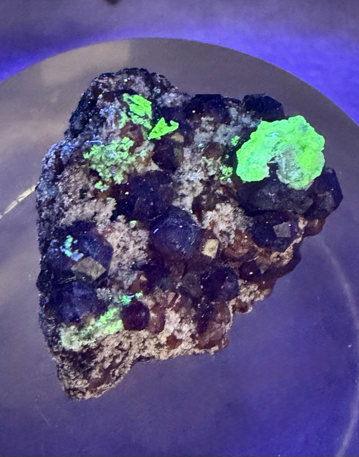 Crystal 13g Garnet & UV Reactive Hyalite Opal Cluster Specimen Mineral Raw