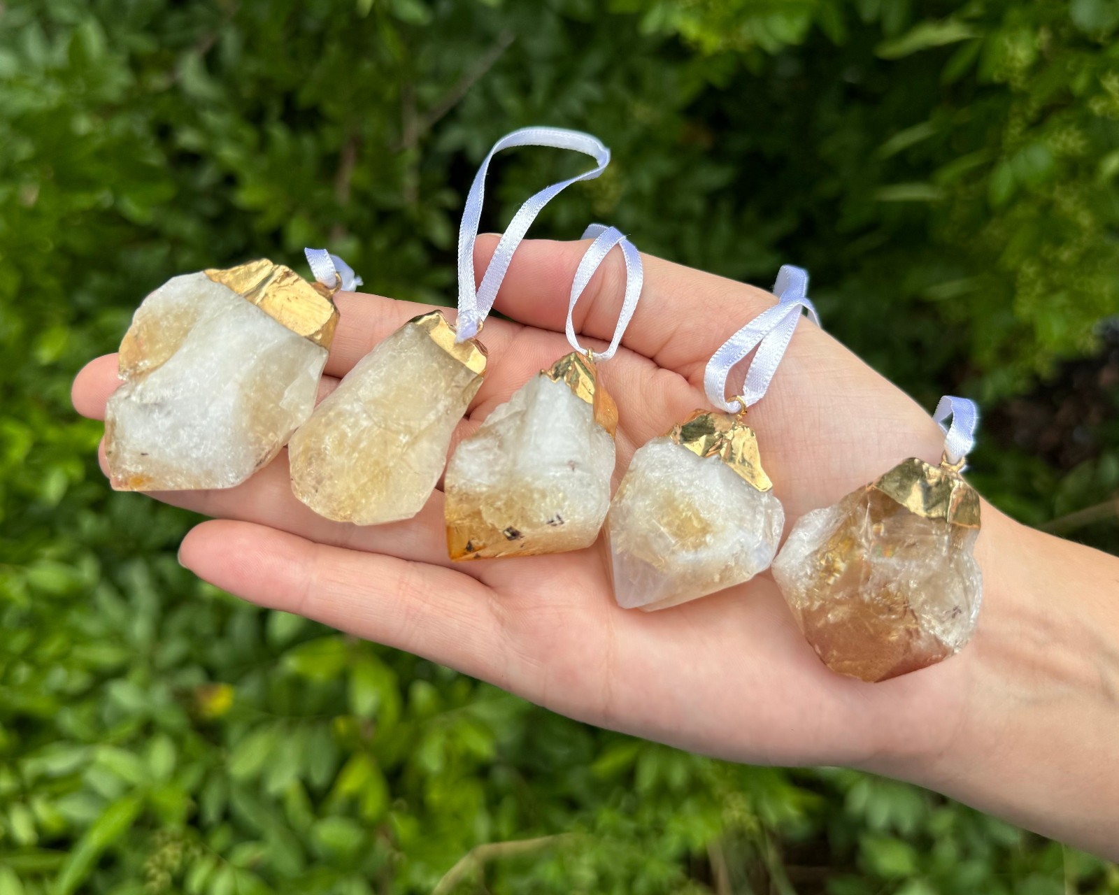 Citrine Point with a Gold Plated Top – Citrine Gemstone Holiday Ornament