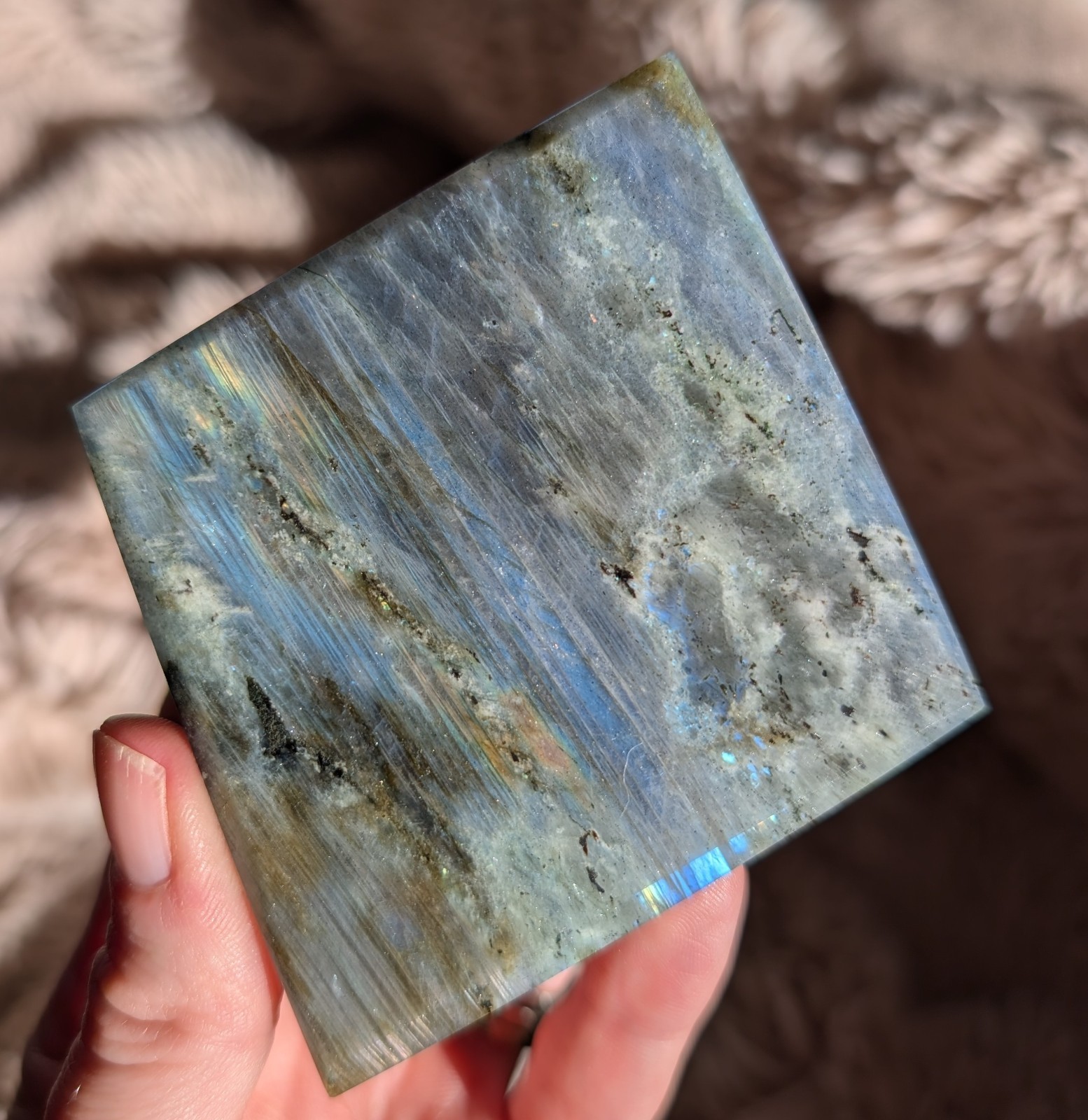 Labradorite Freeform Diamond Ornament Crystal Gemstone Chakra Flash