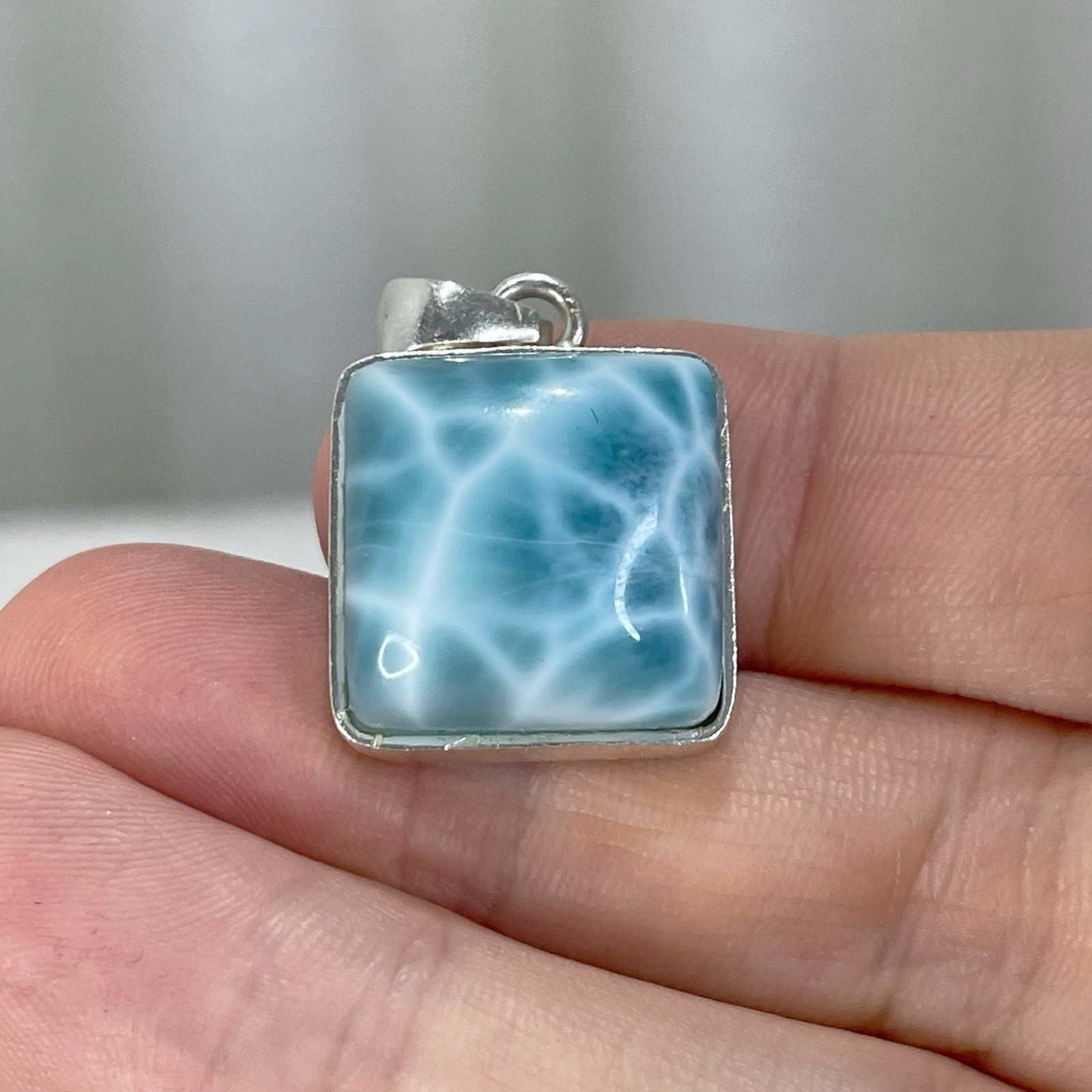 11g Larimar Necklace, Handcrafted Sterling Silver Pendant, Dominican Jewelry,