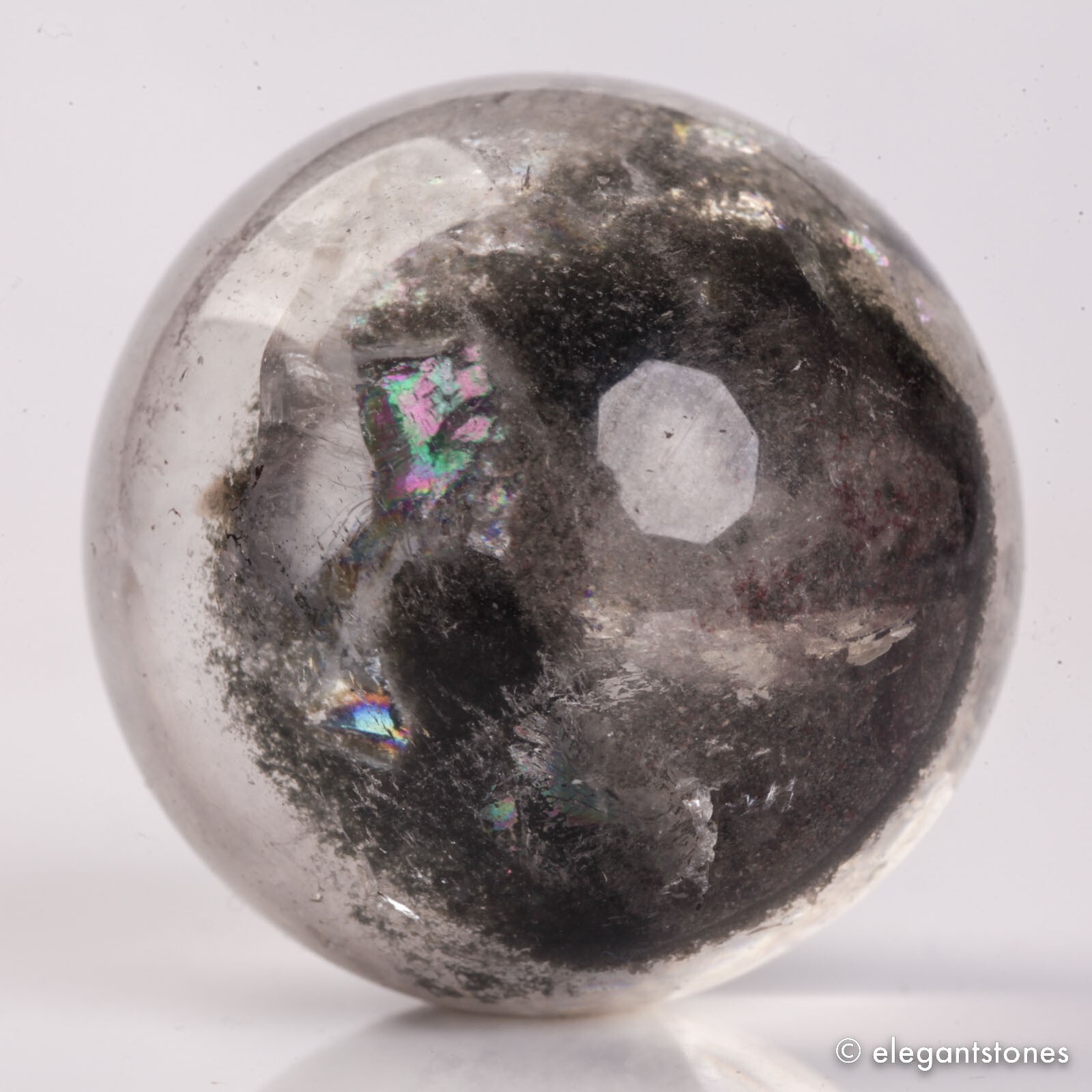 57g34mm Natural Garden/Phantom/Ghost/Lodolite Quartz Crystal Sphere Healing Ball