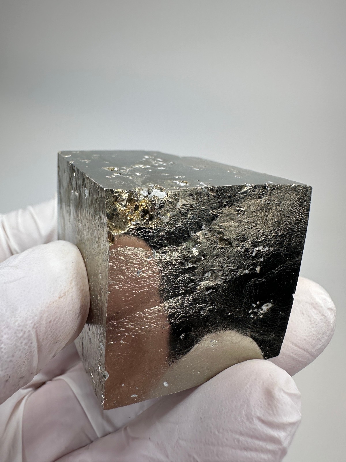 MIRROR SHINE__Beautiful Lusterous 1 1/2 ” Pyrite Cube__Navajun Mine, Spain