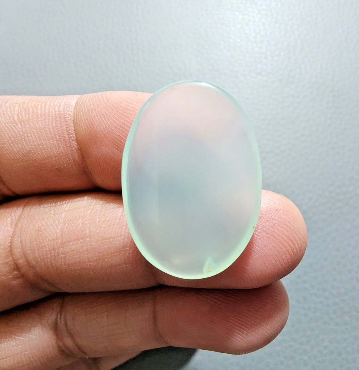 24 Crt Beautiful Sky-Blue Chalcedony Oval Cabochon High Polish Loose Gemstone