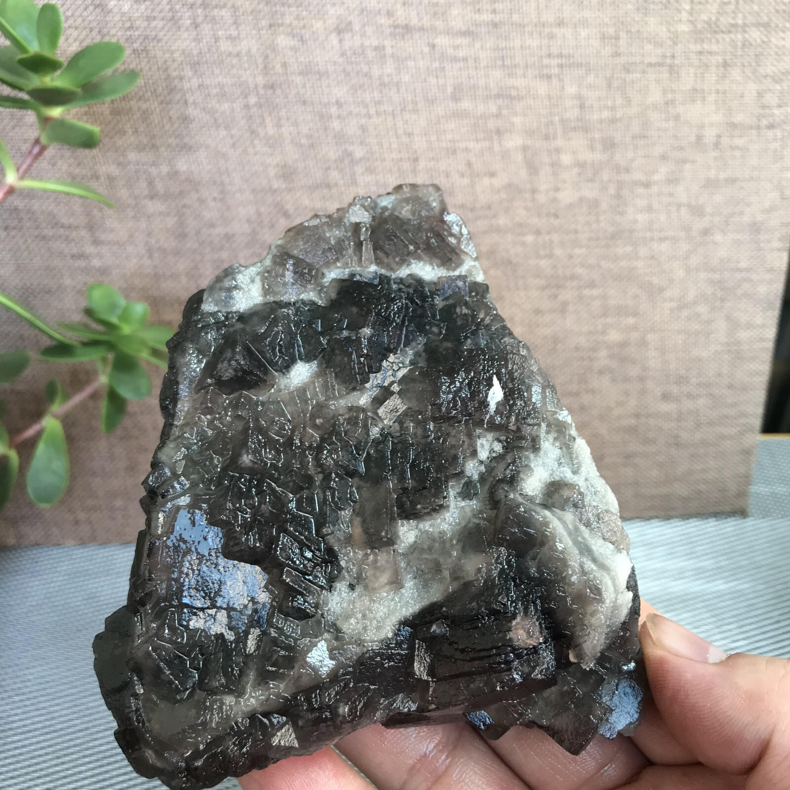 112mm NATURAL Grey Cubic FLUORITE Crystal Cluster Mineral Specimen 552g A1283