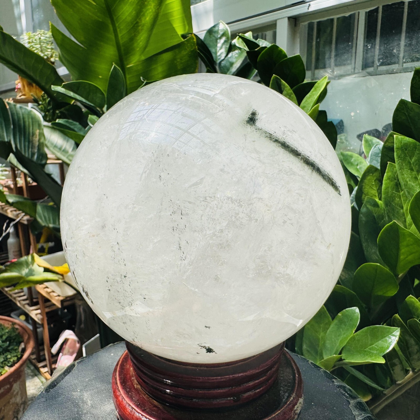 11.52LB Rare Natural Green Ghost phantom quart ball carved crystal sphere reiki